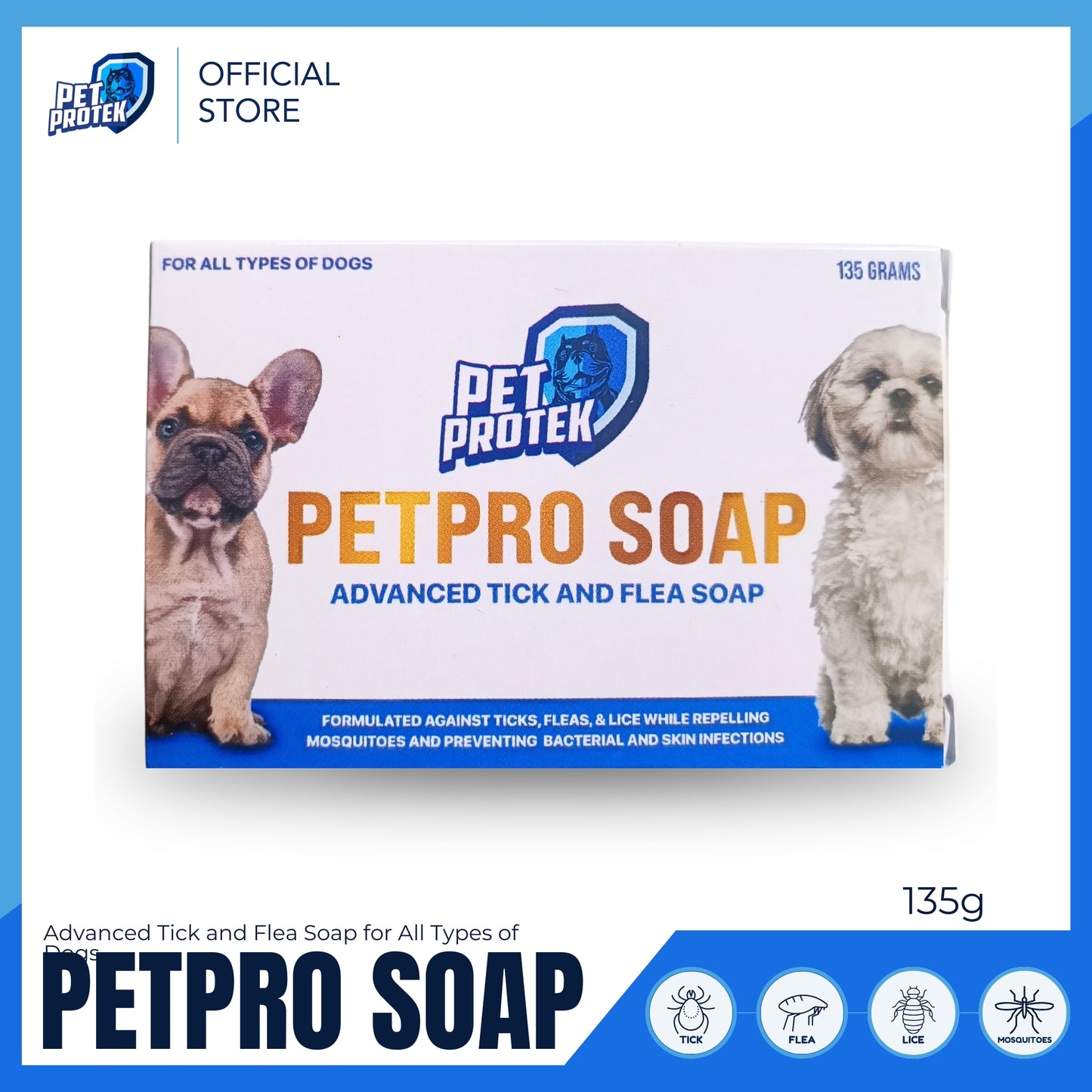 Pet Protek - PETPRO SOAP Advanced Tick & Flea Soap for Dogs (135g)