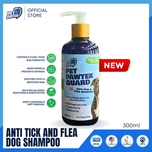 Pet Protek - PET PAWTEK GUARD (300 ml) Ultimate Anti Tick & Flea Shampoo for Dog Grooming for all types of Dogs and Puppies
